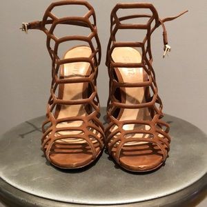 Schutz Brown Suede Sandals. Size 7.5